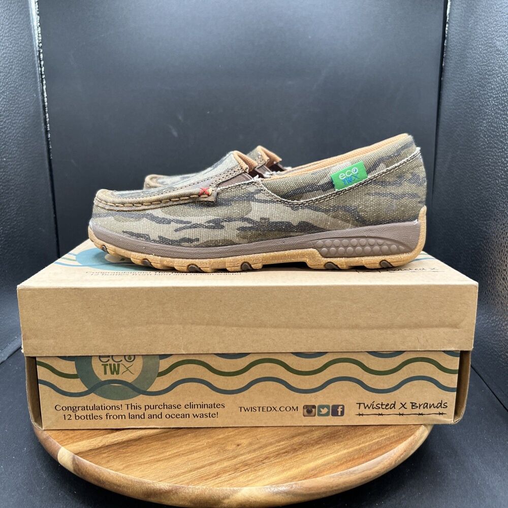 Twisted X Womens Size 8 Slip On Driving Moc-Camo Shoes Cellstretch WXC0010